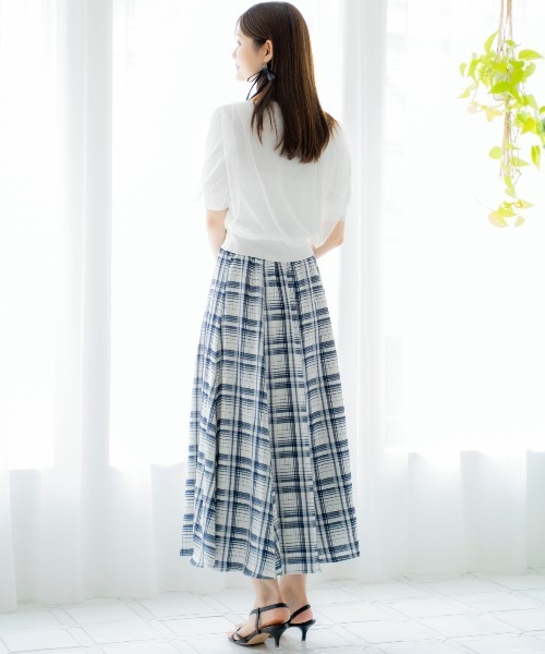 AND COUTURE（アンドクチュール）の「ウエストリブチェックフレアスカート（スカート・レディース・ブラック系その他/ブルー系その他・FREE）」の7枚目の写真
