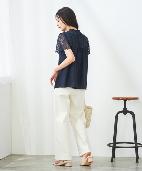 a.v.v（アーヴェヴェ）の「レースヨークブラウス（シャツ/ブラウス・レディース・ネイビー/ラベンダー/ダークグレー/ライトブルー/アイボリー・34/36/38/40/42）」の17枚目の写真