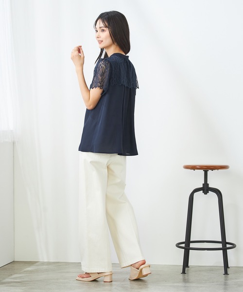 a.v.v（アーヴェヴェ）の「レースヨークブラウス（シャツ/ブラウス・レディース・ネイビー/ラベンダー/ダークグレー/ライトブルー/アイボリー・34/36/38/40/42）」の18枚目の写真