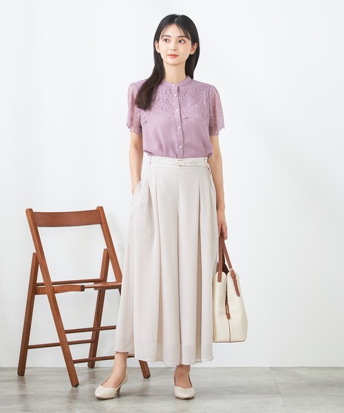 a.v.v（アーヴェヴェ）の「レースヨークブラウス（シャツ/ブラウス・レディース・ネイビー/ラベンダー/ダークグレー/ライトブルー/アイボリー・34/36/38/40/42）」の21枚目の写真