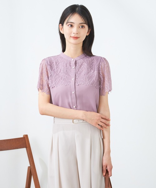 a.v.v（アーヴェヴェ）の「レースヨークブラウス（シャツ/ブラウス・レディース・ネイビー/ラベンダー/ダークグレー/ライトブルー/アイボリー・34/36/38/40/42）」の19枚目の写真