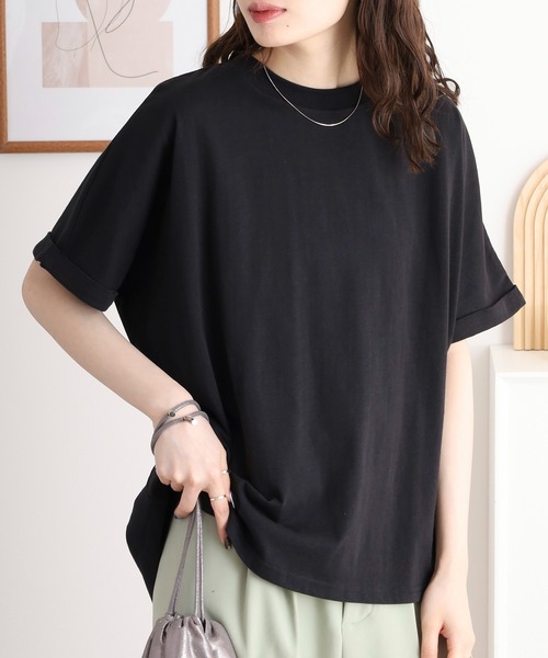 mitis(ミティス)の「mitis 天竺 袖ロールアッププルオーバー(Tシャツ/カットソー・レディース・ブラック/ブルー/オフホワイト/マスタード・M)」の3枚目の写真