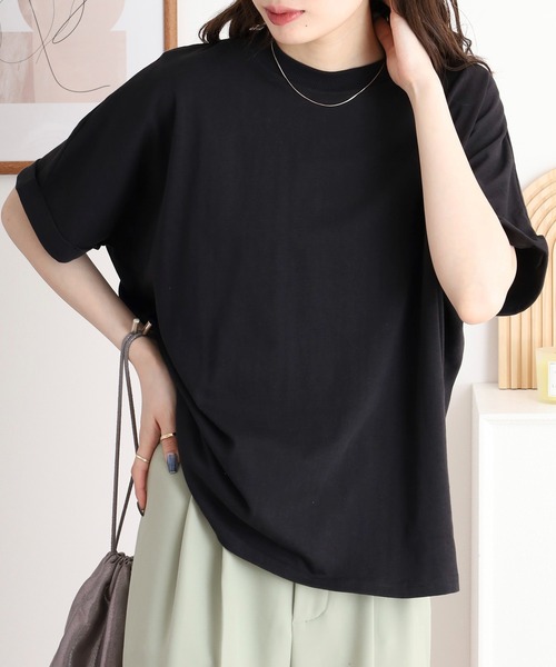 mitis(ミティス)の「mitis 天竺 袖ロールアッププルオーバー(Tシャツ/カットソー・レディース・ブラック/ブルー/オフホワイト/マスタード・M)」の6枚目の写真