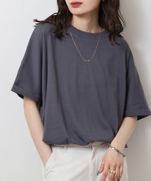 mitis(ミティス)の「mitis 天竺 袖ロールアッププルオーバー(Tシャツ/カットソー・レディース・ブラック/ブルー/オフホワイト/マスタード・M)」の14枚目の写真