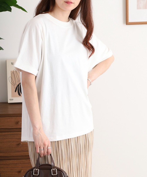mitis(ミティス)の「mitis 天竺 袖ロールアッププルオーバー(Tシャツ/カットソー・レディース・ブラック/ブルー/オフホワイト/マスタード・M)」の9枚目の写真