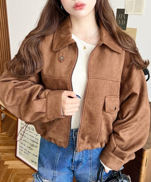 ブラウン スエード ショートジャケット ショット Schott SUEDE SHORT HORN JACKET/スウェード ショート