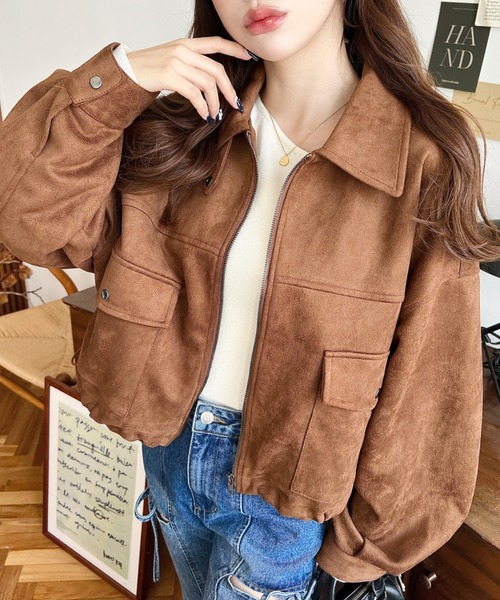 セール】2WAYカラーフェイクスエードショートブルゾン（ブルゾン