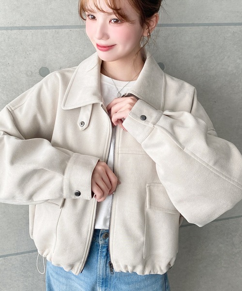 セール】2WAYカラーフェイクスエードショートブルゾン（ブルゾン