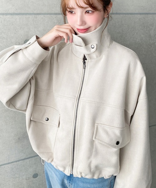 セール】2WAYカラーフェイクスエードショートブルゾン（ブルゾン