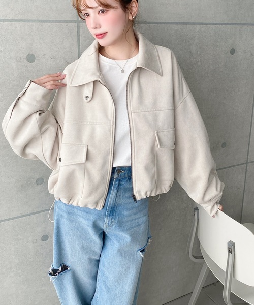 2WAYカラーフェイクスエードショートブルゾン（ブルゾン）｜moment+