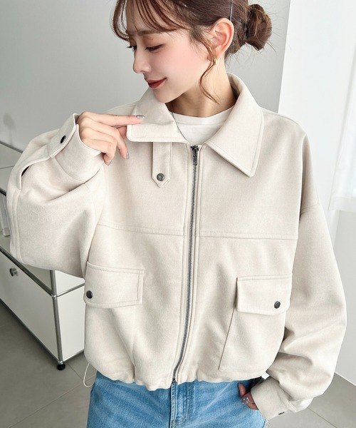 2WAYカラーフェイクスエードショートブルゾン（ブルゾン）｜moment+