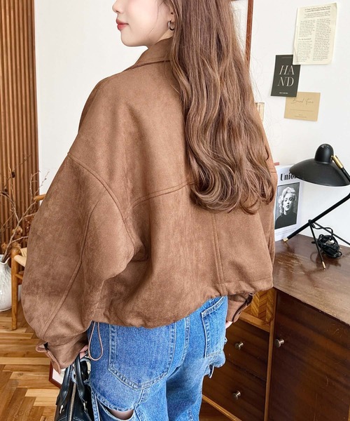 moment+(モーメントプラス)の「2WAYカラーフェイクスエードショートブルゾン(ブルゾン・レディース・ブラウン/キャメル/アイボリー・L/M)」の20枚目の写真