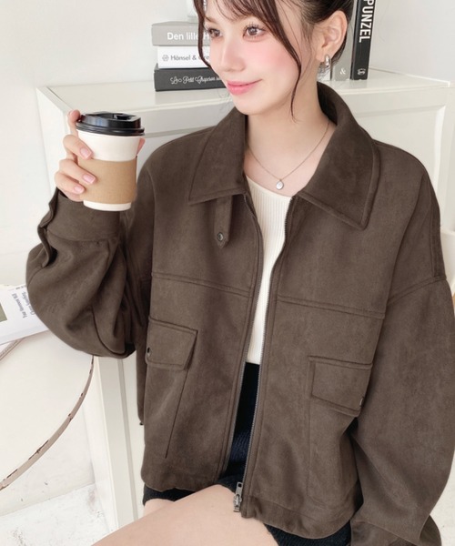 セール】2WAYカラーフェイクスエードショートブルゾン（ブルゾン