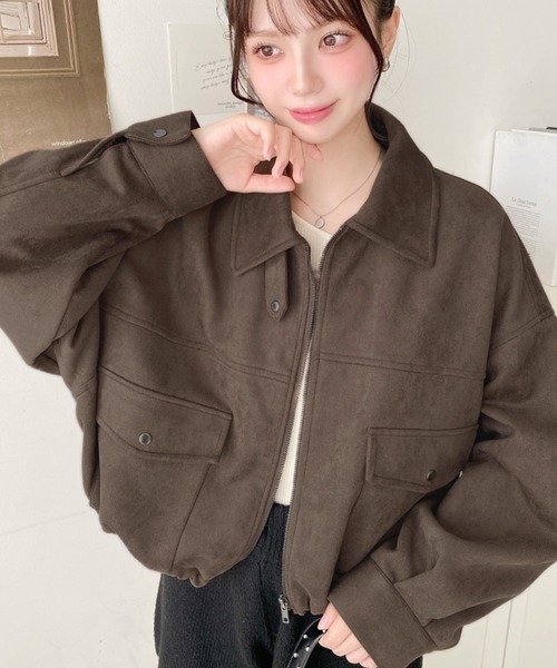 セール】2WAYカラーフェイクスエードショートブルゾン（ブルゾン