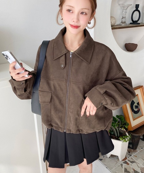 2WAYカラーフェイクスエードショートブルゾン（ブルゾン）｜moment+