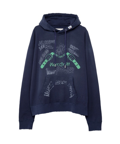 大人気♪【MIHARAYASUHIRO】Mendrill X GS. Distressed Hoodie Mendrill X GS. Distressed Hoodie（スウェット）｜Mendrill