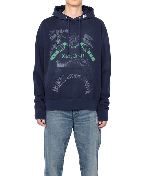 大人気♪【MIHARAYASUHIRO】Mendrill X GS. Distressed Hoodie Mendrill X GS. Distressed Hoodie（スウェット）｜Mendrill