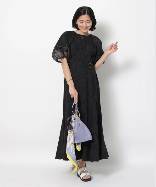 5分袖ジャガードワンピース JUSGLITTY 5分袖ジャガードワンピース（ワンピース）｜JUSGLITTY（ジャス