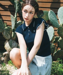 SHRIMPS ネイビー フリルニットセーター S ニット/セーター(ブルー・ネイビー/青色系・フリル