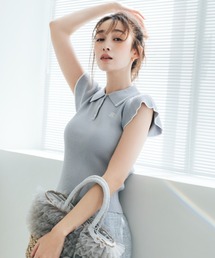 JILL STUART 美品　スティーナラッフルニット　　グレー　半袖ニット JILL by JILL STUART（ジルバイジルスチュアート）の「ラッフル