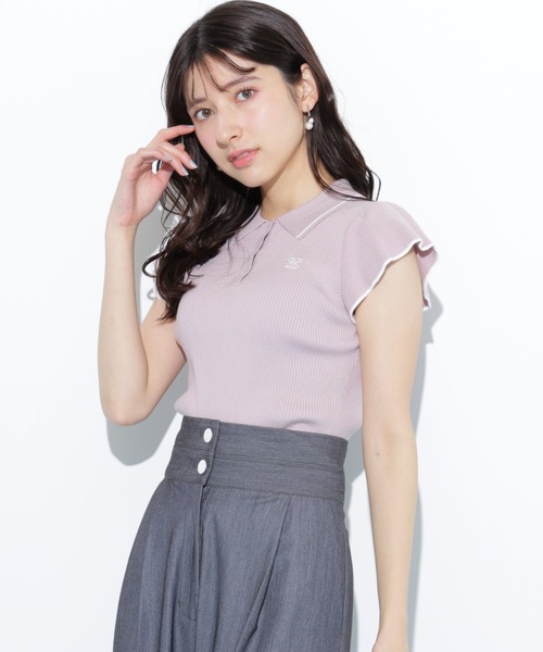 JILL by JILL STUART（ジルバイジルスチュアート）の「◇フリル袖ポロニット（ニット/セーター・レディース・ホワイト/ピンク/ネイビー/ブルー・FREE）」の15枚目の写真