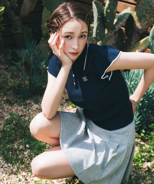 JILL by JILL STUART（ジルバイジルスチュアート）の「◇フリル袖ポロニット（ニット/セーター・レディース・ホワイト/ピンク/ネイビー/ブルー・FREE）」の19枚目の写真