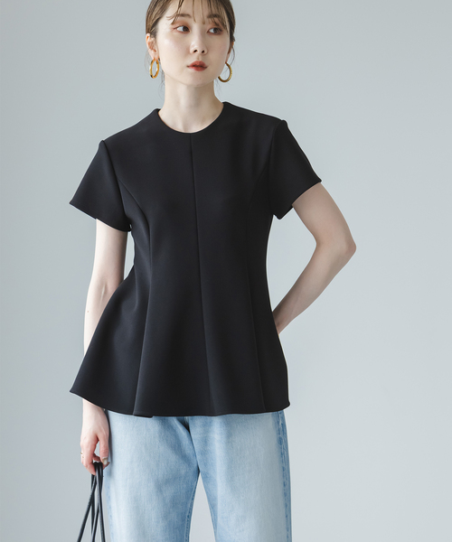 【試着のみ】NOBLE　コンフォートへプラムカットソー コンフォートジャージーライクペプラムブラウス（シャツ