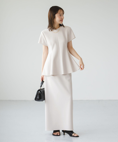 コンフォートジャージーライクペプラムブラウス（シャツ/ブラウス