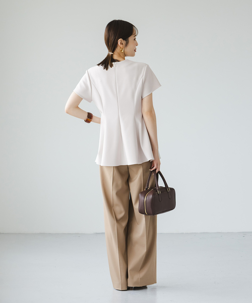 コンフォートジャージーライクペプラムブラウス（シャツ