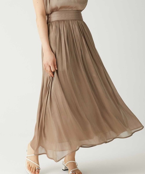 Luan(ルアン)の「【Luan】SHINY FLARE SKIRT/シャイニーフレアスカート(スカート・レディース・アイボリー/ブラウン・0/1)」の4枚目の写真