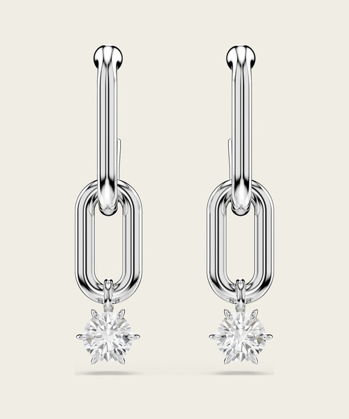 SWAROVSKI(スワロフスキー)の「【公式】【スワロフスキー】Constella ドロップピアス, ラウンドカット, ホワイト, ロジウム・プレーティング(ピアス(両耳用)・レディース・ホワイト・ONESIZE)」の3枚目の写真