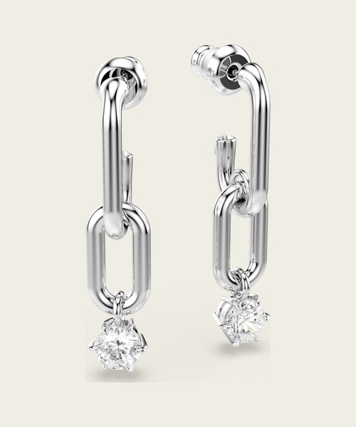 SWAROVSKI(スワロフスキー)の「【公式】【スワロフスキー】Constella ドロップピアス, ラウンドカット, ホワイト, ロジウム・プレーティング(ピアス(両耳用)・レディース・ホワイト・ONESIZE)」の4枚目の写真