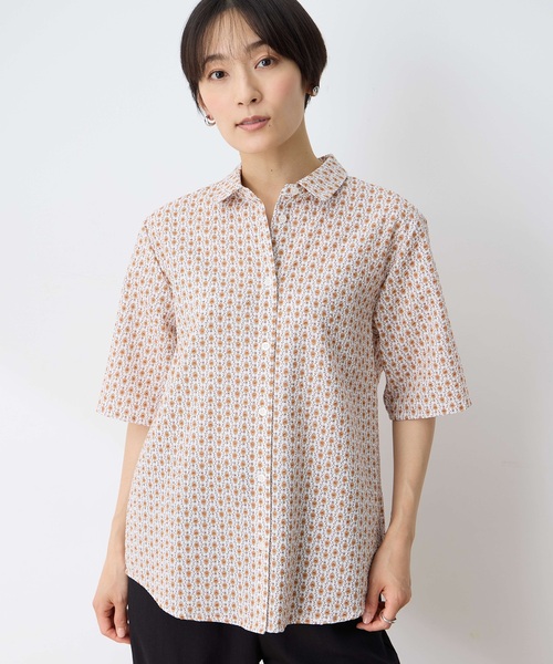 5/30終◆極美品✨ichi ◇オーガニックコットン オーバー ブラウスギャザー オーガニック綿ギャザーブラウス/ホワイト | Factelier