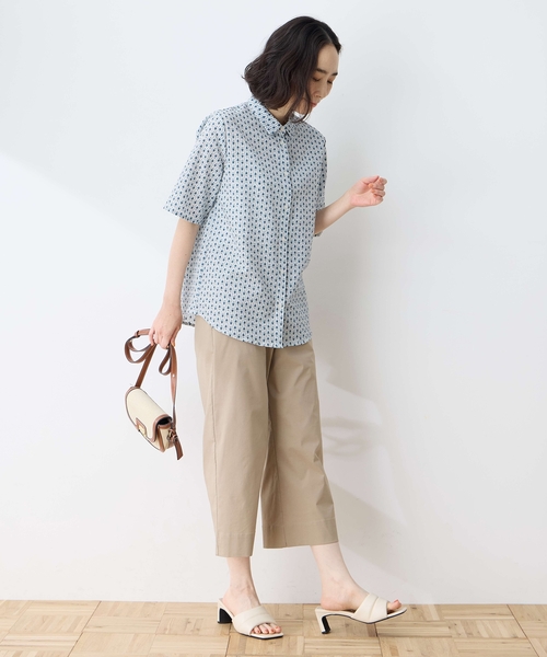 ブラウス シャツ 「2025年夏」オーガニックコットンストライプブラウス レディース Re:EDIT ブラウス シャツ 「2025 SUMMER COLLECTION」コットン