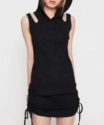 LAGUA GEM | SIDE GATHER HOODIE ミニワンピース(ワンピース)