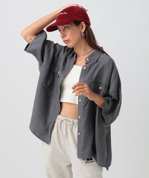 【新品】BAYFLOW ベイフロー   デニムシャツ　ブラック セール】ライトデニムシャツ（シャツ/ブラウス）｜BAYFLOW