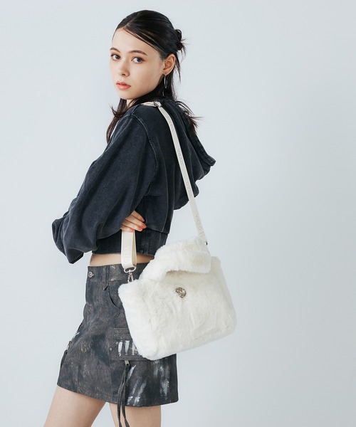 GYDA ノベルティ モコモコ バッグ ブルー GYDA(ジェイダ)2WAYフェイクファーバッグ GY-B381 ファートート