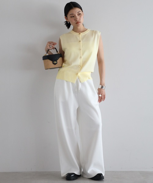 ENC(エンク)の「marshmallow sweat straight pants / マシュマロスウェットストレートパンツ(その他パンツ・レディース・オフホワイト/ブラック/グレー・FREE)」の4枚目の写真