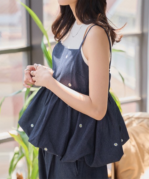 mame  刺繍キャミソール ネイビー mame kurogouchi Cording Embroidery Vest コード刺繍 レース ビスチェ