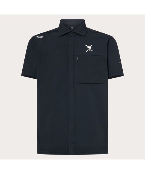 OAKLEY(オークリー)の「オークリー SKULL AERATE HYBRID SHIRT/ ゴルフ半袖シャツ/吸汗速乾/GOLF/ゴルフ/MENS / メンズ /OAKLEY(シャツ/ブラウス・メンズ・ブラック/ホワイト・M/L)」の2枚目の写真