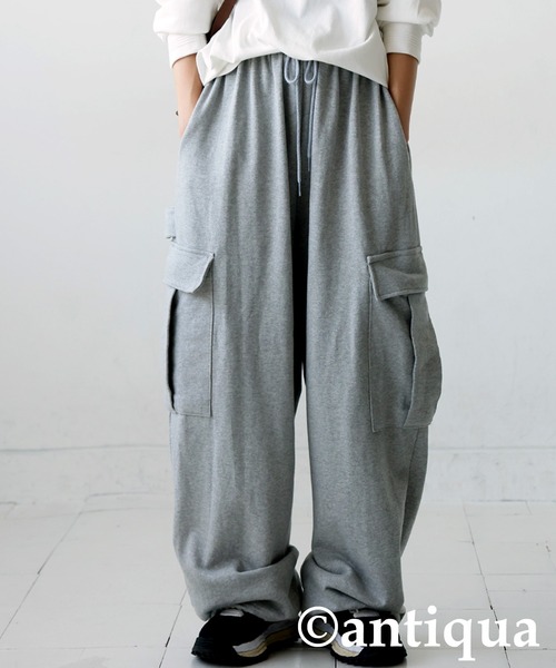 antiqua(アンティカ)の「カーゴパンツ(カーゴパンツ・レディース・カーキ/ブラック/杢グレー・ONESIZE)」の1枚目の写真