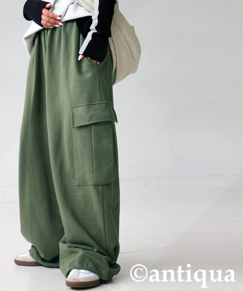antiqua(アンティカ)の「カーゴパンツ(カーゴパンツ・レディース・カーキ/ブラック/杢グレー・ONESIZE)」の2枚目の写真