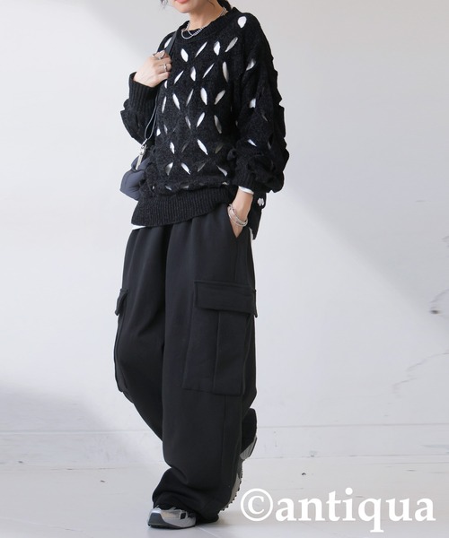antiqua(アンティカ)の「カーゴパンツ(カーゴパンツ・レディース・カーキ/ブラック/杢グレー・ONESIZE)」の4枚目の写真