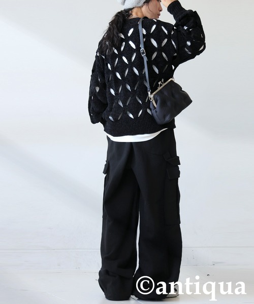 antiqua(アンティカ)の「カーゴパンツ(カーゴパンツ・レディース・カーキ/ブラック/杢グレー・ONESIZE)」の6枚目の写真