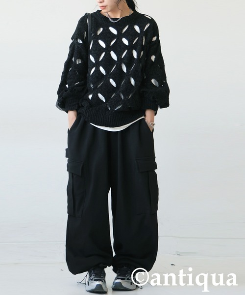 antiqua(アンティカ)の「カーゴパンツ(カーゴパンツ・レディース・カーキ/ブラック/杢グレー・ONESIZE)」の7枚目の写真