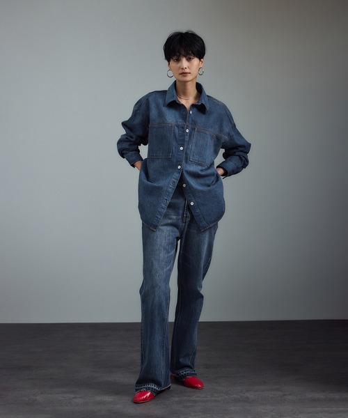 SALON adam et rope'（サロン アダム エ ロペ）の「USAコットンデニムオーバーシャツ［セットアップ対応］（シャツ/ブラウス・レディース・サックスブルー/ブルー系その他6・FREE）」の7枚目の写真