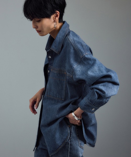 SALON adam et rope'（サロン アダム エ ロペ）の「USAコットンデニムオーバーシャツ［セットアップ対応］（シャツ/ブラウス・レディース・サックスブルー/ブルー系その他6・FREE）」の10枚目の写真