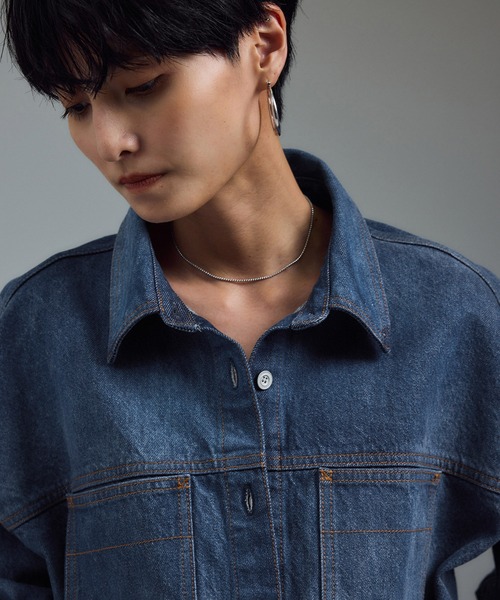 SALON adam et rope'（サロン アダム エ ロペ）の「USAコットンデニムオーバーシャツ［セットアップ対応］（シャツ/ブラウス・レディース・サックスブルー/ブルー系その他6・FREE）」の11枚目の写真