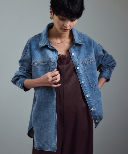 SALON adam et rope'（サロン アダム エ ロペ）の「USAコットンデニムオーバーシャツ［セットアップ対応］（シャツ/ブラウス・レディース・サックスブルー/ブルー系その他6・FREE）」の15枚目の写真