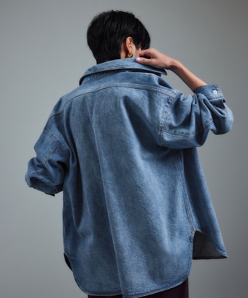 SALON adam et rope'（サロン アダム エ ロペ）の「USAコットンデニムオーバーシャツ［セットアップ対応］（シャツ/ブラウス・レディース・サックスブルー/ブルー系その他6・FREE）」の16枚目の写真